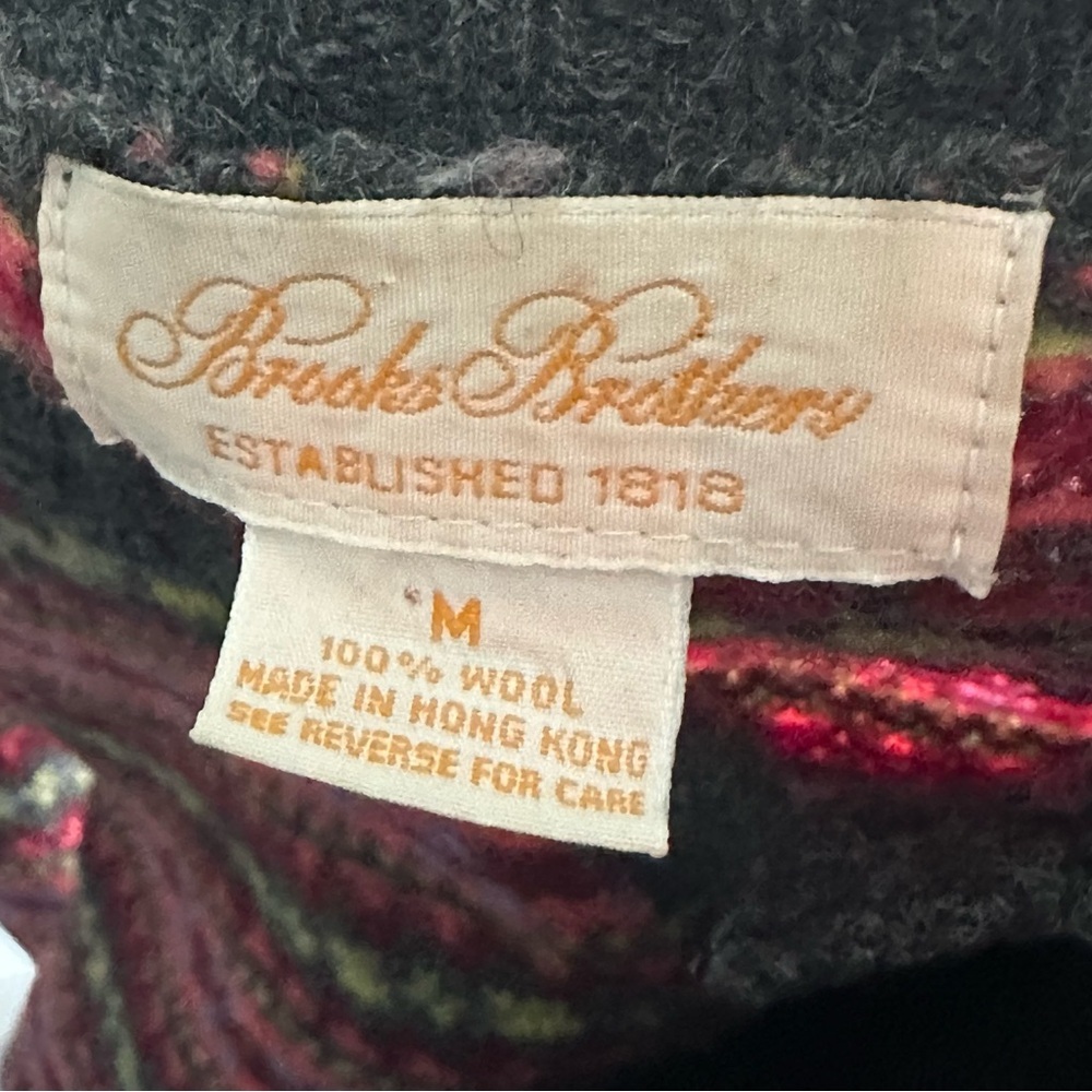 Brooks brothers Vintage Cardigan 100% wool Pink Red Gray Size Medium - Picture 6 of 10